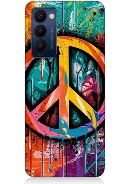 Tecno Camon 18 Uyumlu Renkli Barış Işareti Desenli Silikon Kılıf