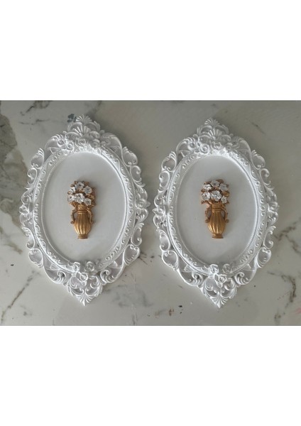 Beyaz Duvar Tablosu El Yapımı 3 Lü Set 30 cm