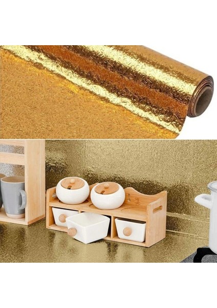 10 Metre Kendinden Yapışkanlı Silinebilir Mutfak Tezgah Üstü Sticker Folyo Gold Renk (5047)