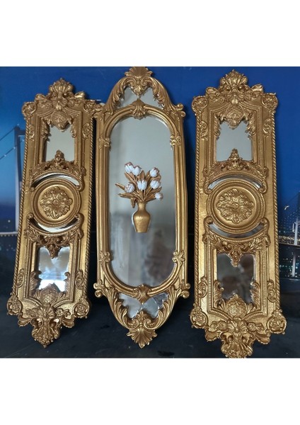 Ayna Üzerinde Çiçekli Tablo Modern Tasarım Aynalı Tablo 70CM