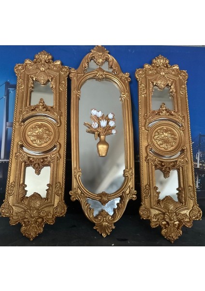 Ayna Üzerinde Çiçekli Tablo Modern Tasarım Aynalı Tablo 70CM