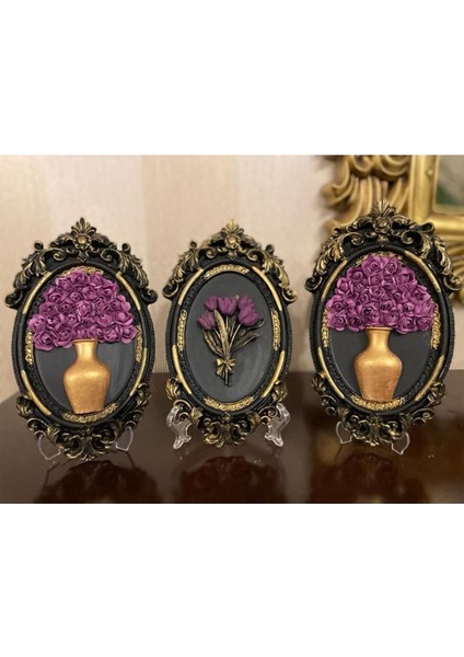 Siyah 3 Lü Dekoratif Duvar Askısı , Masa Süsü