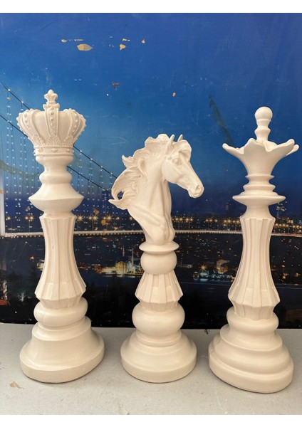 Krem Dekoratif 3lü Polyester Santraç Takım Biblo fiyatları