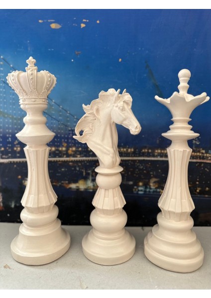 Krem Dekoratif 3lü Polyester Santraç Takım Biblo fırsatları