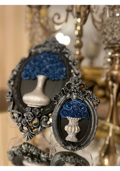 Siyah Gümüş Çiçekli Çerçeve 2 Li modelleri