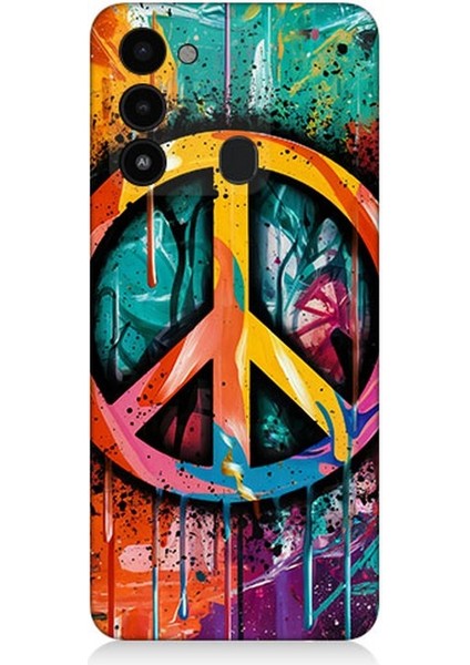 Tecno Spark 8c Uyumlu Renkli Barış Işareti Desenli Silikon Kılıf