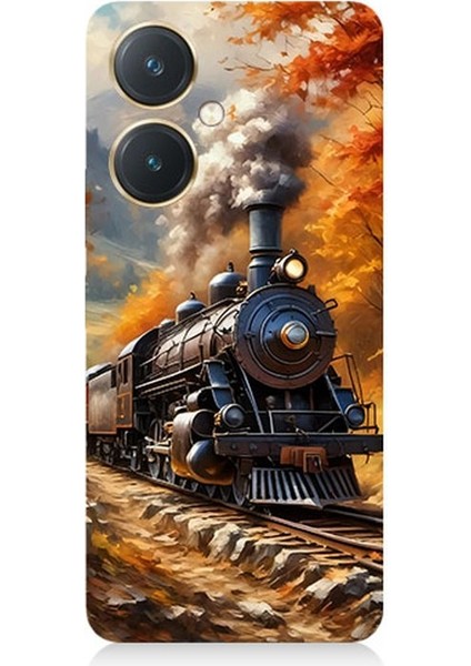 Vivo Y27 Uyumlu Sonbaharda Buharlı Tren Desenli Silikon Kılıf