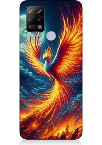 Tecno Pova Uyumlu Ateşle Dans Eden Anka Desenli Silikon Kılıf