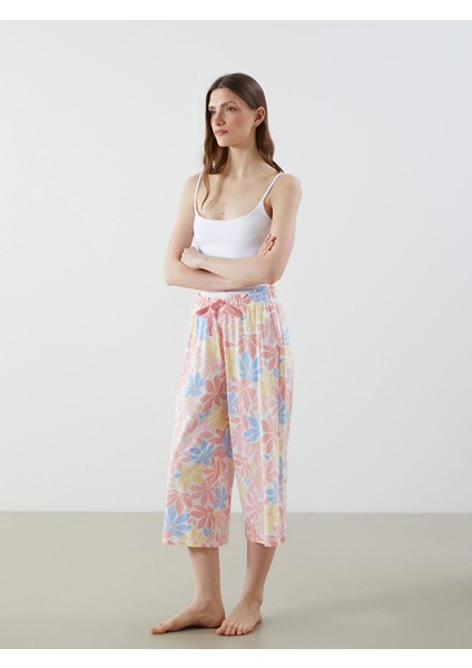 Yeni Sezon Beli Lastikli Cicekli Kadin Kapri Pijama Alti - S5H123Z8