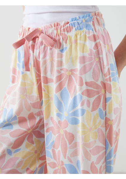 Yeni Sezon Beli Lastikli Cicekli Kadin Kapri Pijama Alti - S5H123Z8