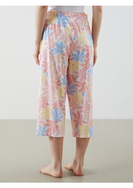 Yeni Sezon Beli Lastikli Cicekli Kadin Kapri Pijama Alti - S5H123Z8