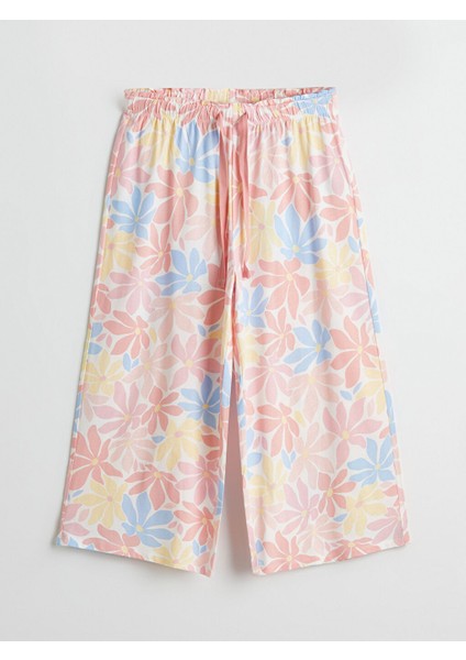 Yeni Sezon Beli Lastikli Cicekli Kadin Kapri Pijama Alti - S5H123Z8