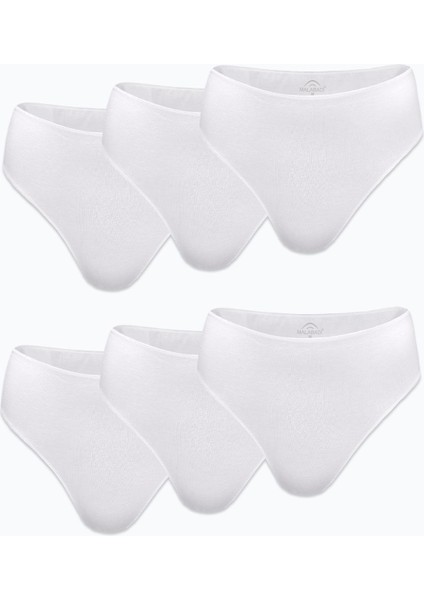 Kadın Beyaz 6 Lı Paket Modal Yüksek Bel String Tanga 6M178