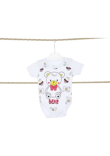 Kız Erkek Bebek Çocuk Zıbın Body Ayıcık Baskılı