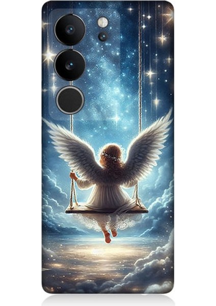 Vivo V295G Uyumlu Yıldızlarla Salıncakta Melek Desenli Silikon Kılıf