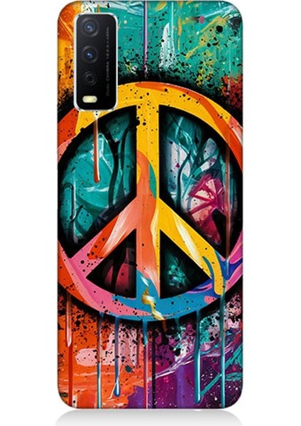 Vivo Y20 Uyumlu Renkli Barış Işareti Desenli Silikon Kılıf