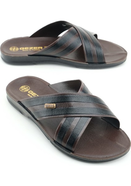 Erkek Yazlık Pu Taban Suni Deri Rahat Taban Ev Bahçe Günlük Terlik