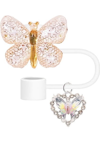 Quencher Uyumlu Charm'lı Kelebek Pipet Tıpası Quencher Pipet Tıpası Kelebek Pipet Kapağı