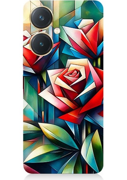 Vivo Y27 Uyumlu Soyut Origami Gül Deseni Desenli Silikon Kılıf