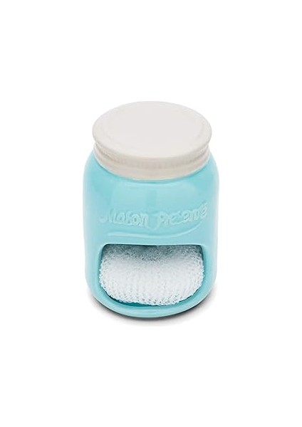 Fox Run Süngerli Seramik Mason Kavanoz Tutucu, 8,9 x 8,9 x 12,7 Cm, Mavi