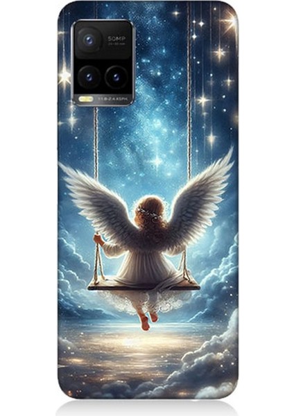 Vivo Y21S Uyumlu Yıldızlarla Salıncakta Melek Desenli Silikon Kılıf