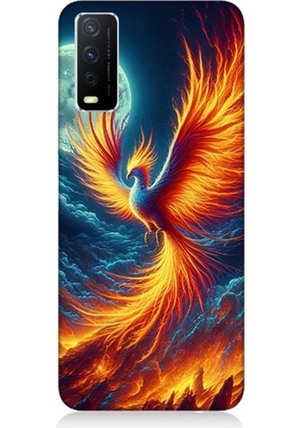Vivo Y11S Uyumlu Ateşle Dans Eden Anka Desenli Silikon Kılıf