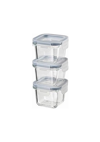 365+ Kapaklı Gıda Kabı, Kare/cam 180ML, 3'lü Set