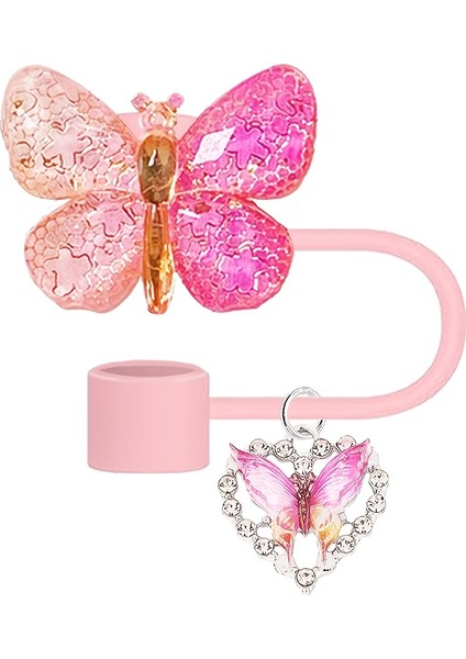 Quencher Uyumlu Charm'lı Kelebek Pipet Tıpası Quencher Pipet Tıpası Kelebek Pipet Kapağı