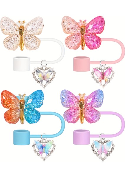 Quencher Uyumlu Charm'lı Kelebek Pipet Tıpası Quencher Pipet Tıpası Kelebek Pipet Kapağı