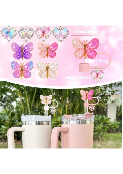 Quencher Uyumlu Charm'lı Kelebek Pipet Tıpası Quencher Pipet Tıpası Kelebek Pipet Kapağı