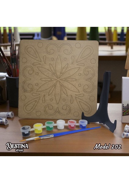 Mandala Boyama Seti- Ahşap Boyama-Model 202-23CM*23CM