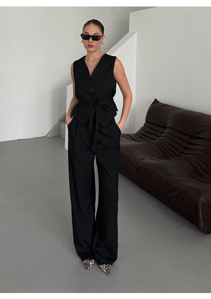 Siyah Miranda Kumaş Yelek Pantolon Takım fiyatları