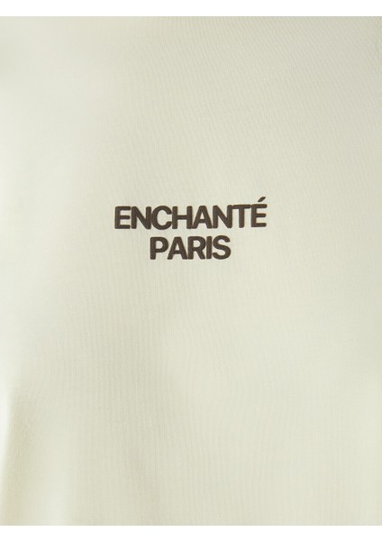 Yeni Sezon Bisiklet Yaka Paris Baskili Oversize Kadin Tisort - S5PM55Z8 modelleri