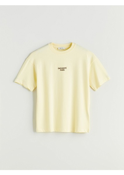 Yeni Sezon Bisiklet Yaka Paris Baskili Oversize Kadin Tisort - S5PM55Z8 indirimleri