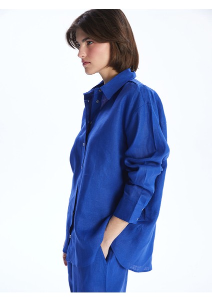 Yeni Sezon Oversize Keten Kadin Gomlek - S5JV61Z8