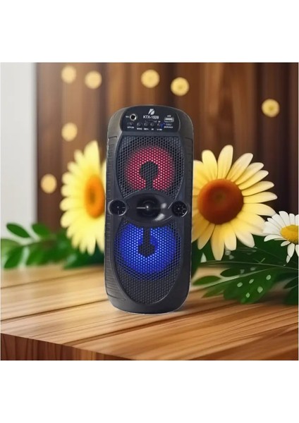 KTX-1526 Büyük Hoparlör Işıklı Bluetooth Hoparlör 4 Inç × 2 85 Db Speaker Radyo-Usb-Tf Giriş