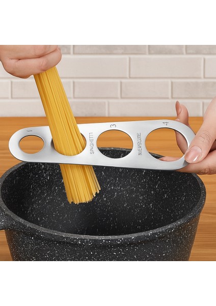 Paslanmaz Çelik Spagetti Maşası + Ölçü Aparatı Seti | Makarna Porsiyonlayıcı & Servis Maşası Çelik Renkli 2li Set Bir Arada modelleri
