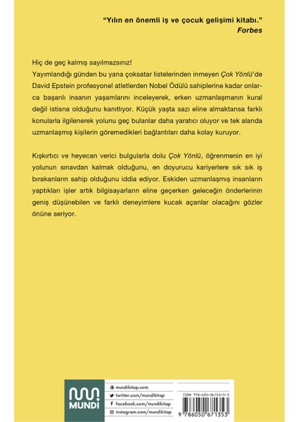 Çok Yönlü Başarı İçin Neden Çok Şeyle İlgilenmeliyiz? - David Epstein fiyatları