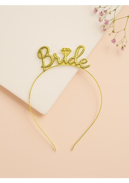 Bride Taç Bekarlığa Veda Parti Tacı Metal Gold