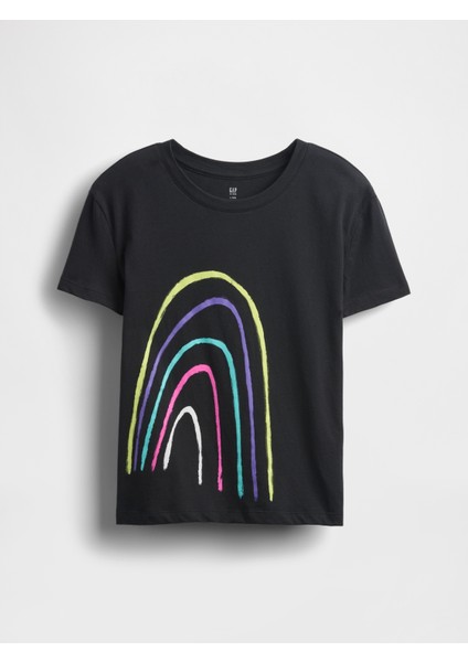 Kız Çocuk Siyah Grafik Baskılı T-Shirt fırsatları