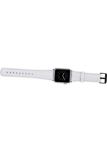 Apple Watch Uyumlu Deri Kordon 42-44-45MM F3 Beyaz modelleri