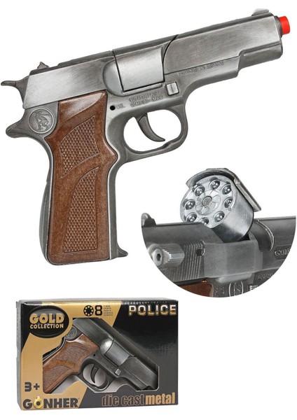 Elite Oyuncak Kapsül Metal Polis Tabancası Gerçek Boyut Gonher Die-Cast Metal Hediyelik Oyuncaklar 1 Adet