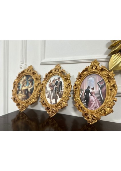 Vintage Tarzı El Yapımı Tablo 3lü Set 26CM