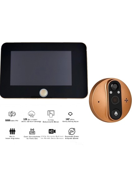 Akıllı Görüntülü Kapı Güvenlik Kamerası - Kapı Zili (Tuya Smart) 1080P Güvenlik Kameralı Zil fiyatları