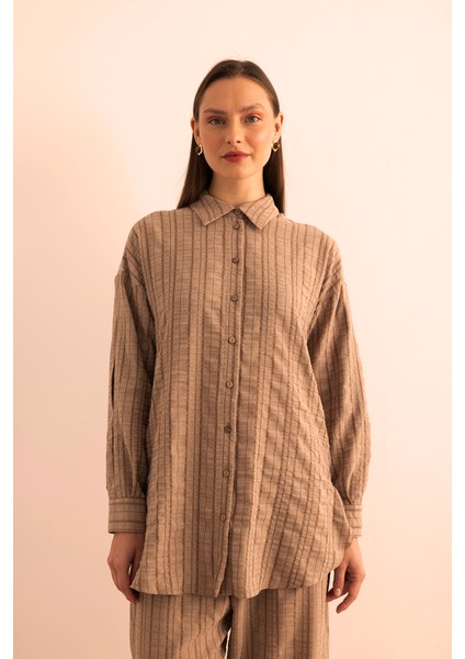 Dokusu Çizgili Cotton Içerikli Tunik