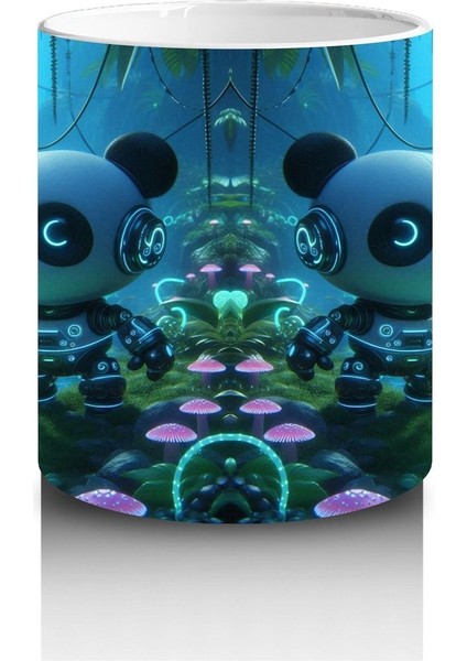 Çocuklara Sütü Sevdiren Gece Ormanında Işıklarla Parlayan Robotik Panda Desenli Kupa Bardak fiyatları