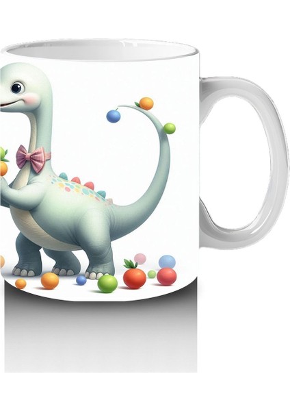 Çocuklara Sütü Sevdiren Renkli Toplarla Oynayan Sevimli Dinozor Desenli Kupa Bardak modelleri