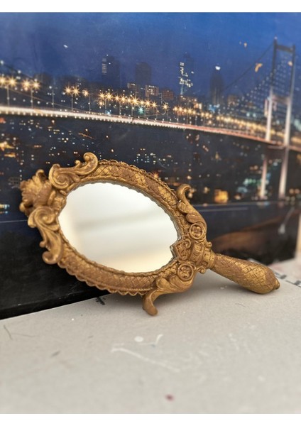 Kahverengi Gold Eskitmeli El Aynası