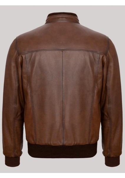 Hakiki Deri Kahverengi Erkek Deri Mont Bel ve Kolları Lastikli Fermuarlı Deri Ceket fiyatları