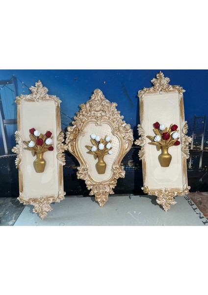 Çiçekli Tablo 3lü Set 45CM